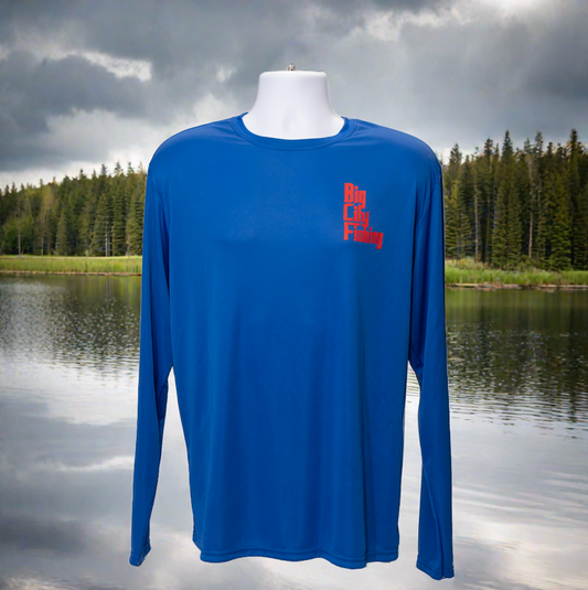 P-1 Blue Long Sleeve Performance Shirt SPF 35
