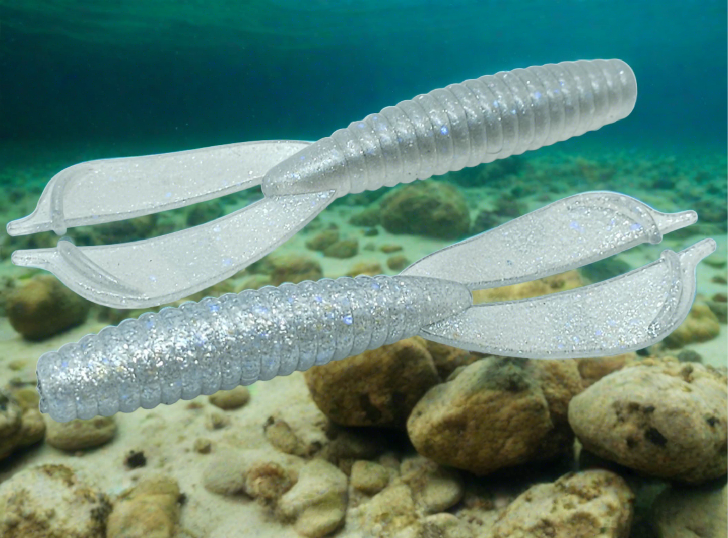 DC-5 Double Cross Violet Ghost Shad 3.5" Grub 8 pack