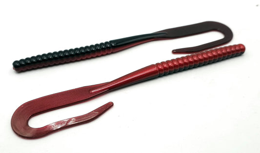 RB-2 Ribbon Tail Worm 8" Red Shad 8pk.