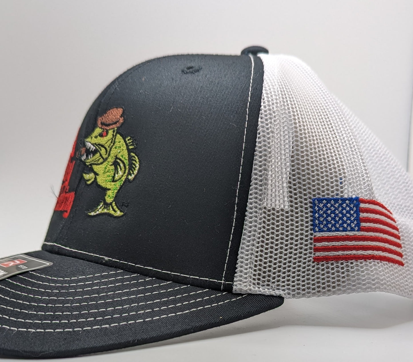 C-19 Richarson 112 Trucker Hat Black w/ White Mesh Color Logo