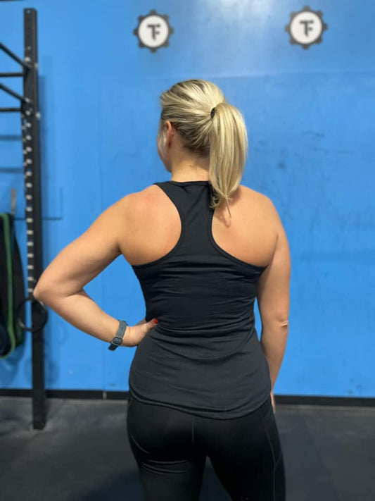 T-3 Ladies Black Racerback Tank Top (No Cigar)