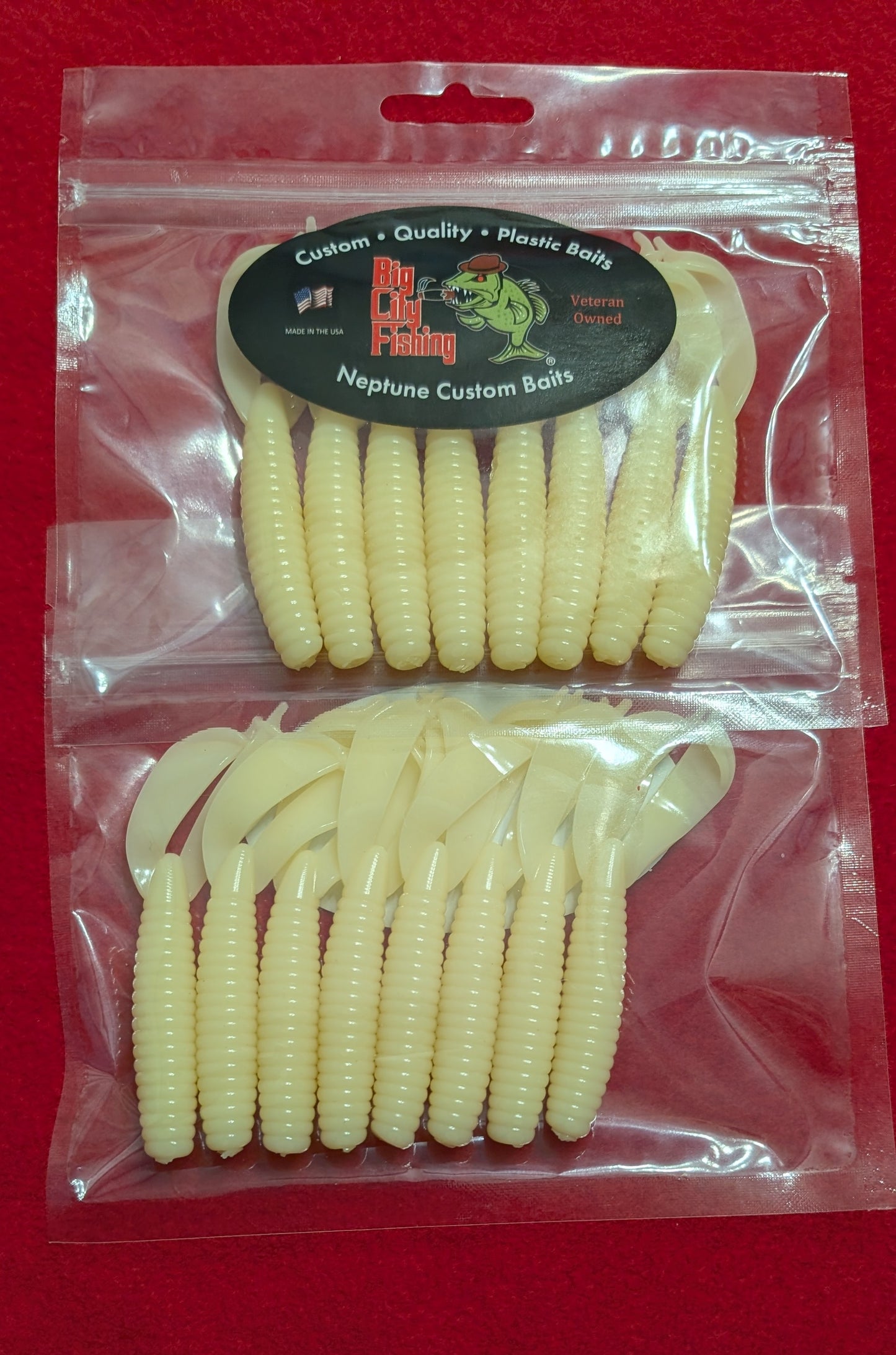 DC-2 Double Cross Bone Double Tail Grub 8 Pack Bone