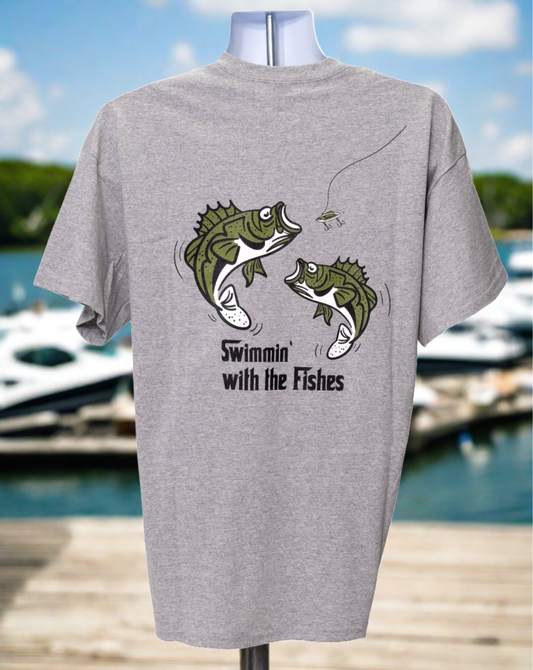 S-3 Gildan 50/50 Pre- Shrunk T-Shirt Swimmin With The Fishes