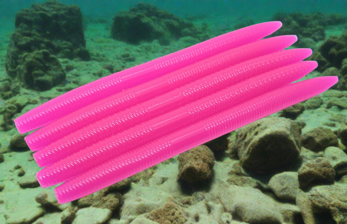 SW-12 Flamingo Hot Pink Stick Worm 8 pack