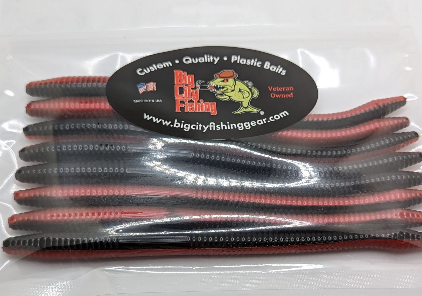FW-1 F Ness Worm Red Shad 6.25" 8Pack