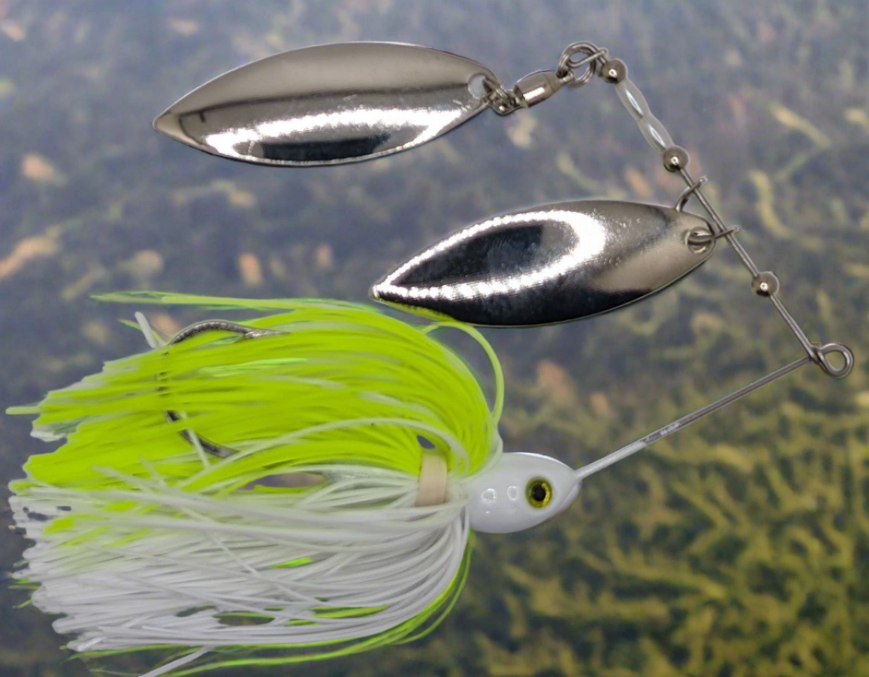 SB-11 Slasher - Spinnerbait Chartreuse/White Double Willow -