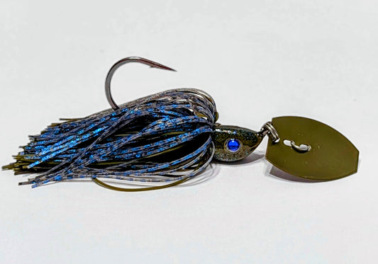 SD-3 BigCity Shakedown - Green Pumpkin/ Blue Flash - Vibrating Jig 3/8oz & 1/2oz.