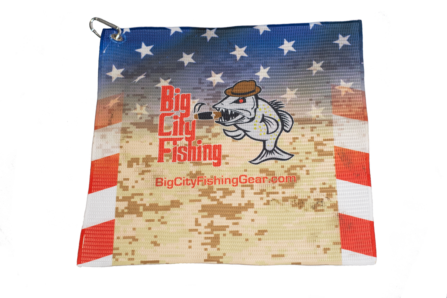 TW-2 Custom Size 16 x 16 Fishing Towel with Grommet & Carabiner - Prin –  Big City Fishing Gear, LLC